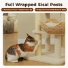 image:image437 Inch Modern Cat Tree for Indoor Cats 3 Handwoven Rattan Baskets with Thick Cushions MultiLevel Cat Tower with Sisal Scratching Posts amp Hanging Toys for Large CatsBrownWhite