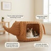 image:imagePAWZ Road Elephant Wicker Cat Bed IndoorampOutdoor Handwoven PE Rattan Cat Condo with Removable Cushion Breathable Waterproof Pet House Furniture for Indoor CatsElephant