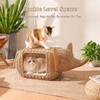 image:imagePAWZ Road Elephant Wicker Cat Bed IndoorampOutdoor Handwoven PE Rattan Cat Condo with Removable Cushion Breathable Waterproof Pet House Furniture for Indoor CatsElephant