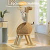 image:imagePAWZ Road Elephant Wicker Cat Bed IndoorampOutdoor Handwoven PE Rattan Cat Condo with Removable Cushion Breathable Waterproof Pet House Furniture for Indoor CatsDinosaur