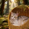 image:imagePAWZ Road Elephant Wicker Cat Bed IndoorampOutdoor Handwoven PE Rattan Cat Condo with Removable Cushion Breathable Waterproof Pet House Furniture for Indoor CatsDinosaur