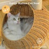 image:imagePAWZ Road Elephant Wicker Cat Bed IndoorampOutdoor Handwoven PE Rattan Cat Condo with Removable Cushion Breathable Waterproof Pet House Furniture for Indoor CatsDinosaur
