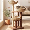 image:image437 Inch Modern Cat Tree for Indoor Cats 3 Handwoven Rattan Baskets with Thick Cushions MultiLevel Cat Tower with Sisal Scratching Posts amp Hanging Toys for Large CatsBrownBrown