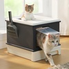 image:imagePAWZ Road Large Cat Litter Box Dual Entry Litter Box with Lid Fully Enclosed Drawer Type Cat Litter Box for Large CatsDark GrayDark Gray
