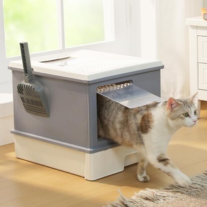 image:imagePAWZ Road Large Cat Litter Box Dual Entry Litter Box with Lid Fully Enclosed Drawer Type Cat Litter Box for Large CatsDark GrayGray