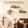 image:imagePAWZ Road Cat Wall Shelves Wood Cat Wall Furniture with Perches amp Scratching Posts 5in1 Modern Climbing Set with Scratcher Pads amp Climbing Ropes for Indoor CatsBeigeBlack
