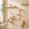 image:imagePAWZ Road Cat Wall Shelves Wood Cat Wall Furniture with Perches amp Scratching Posts 5in1 Modern Climbing Set with Scratcher Pads amp Climbing Ropes for Indoor CatsBeigeBeige