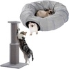 image:image32 Tall Cat Scratching Post with Woven Sisal Large Base and Removable Dangling Ball amp Large Cat Donut Tunnel with Central Mat Peek Hole and Cat Toy