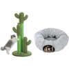 image:imagePAWZ Road Cat Scratching Post Cactus Cat Scratcher Featuring with 3 Scratching Poles and Cat Tunnel Bed with Dangling Ball