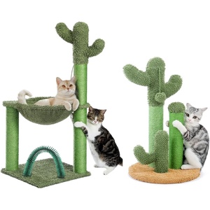 image:imagePAWZ Road 23 Inches Cactus Cat Scratching Post Bundle with 331 Inches Cactus Cat Tree with Hammock and Groomer