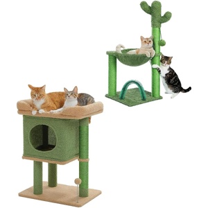 image:imagePAWZ Road 26 Inches Cactus Cat Tower with Large Perch amp 33 Inches Cat Tower with Groomer Hammock for Indoor Cats