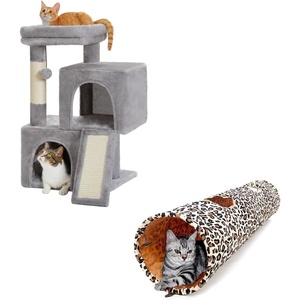 image:imagePAWZ Road 30 Inches AllinOne Cat Tree Bundle with Leopard Cat Tunnel