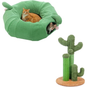 image:imagePAWZ Road Cactus Cat Scratching Post with 3 Scratching Poles amp Cactus Cat Donut Tunnel with Flower Mat