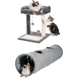 image:imagePAWZ Road Cat Scratching Post Bed Bundle with PAWZ Road Cat Tunnel 51 Inches Long Cat Toys Collapsible Tunnel 12 Inches in Diameter