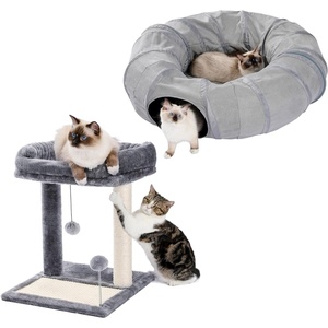 image:imagePAWZ Road Cat Scratching Post Bed with Play Ball and Large Donut Tunnel for Indoor Cats