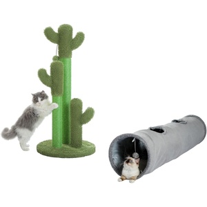 image:imagePAWZ Road Cat Scratching Post Cactus Cat Scratcher Bundle with Cat Tunnel 51 Inches Long Cat Toys Collapsible