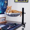 image:imagePAWZ Road Cat Desk Bed Hammock 360 Roataion amp Height Adjustable Gray  Cat Hammock for Desk with Washable Cover amp Heavy Duty Cat Desk Attachment Supports 50 lb Clap Mounted Fit Most Tables amp BedsGray