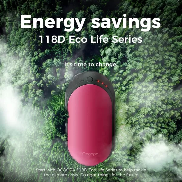 OCOOPA Hand Warmer Rechargeable SingleDouble Side Heating 5 Levels up to 10hrs Heat 5200mAh Electric Portable Pocket Heater Heat Therapy Great for Outdoors Warm Gifts 118D2 PackRed