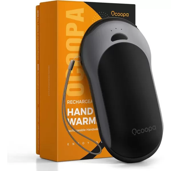 OCOOPA IP45 Waterproof Hand Warmer Rechargeable Up to 15hrs Heat10000mAh Durable Quick Charge Electric Hand Heater PD Compatible 3 Levels for Outdoors Heavy Duty H01PD PROBlack