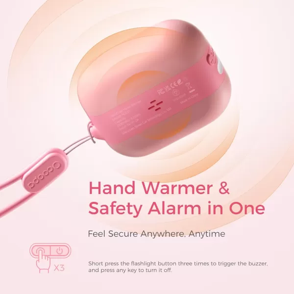 OCOOPA Hand Warmers Rechargeable Keep Warm Gifts Portable Electric Handwarmers 3 Levels Heating Safety Alarm Flash Light Reusable for Raynauds Golf Outdoor Activities Tech GiftPink