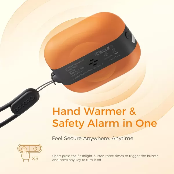 OCOOPA Hand Warmers Rechargeable Keep Warm Gifts Portable Electric Handwarmers 3 Levels Heating Safety Alarm Flash Light Reusable for Raynauds Golf Outdoor Activities Tech GiftOrange