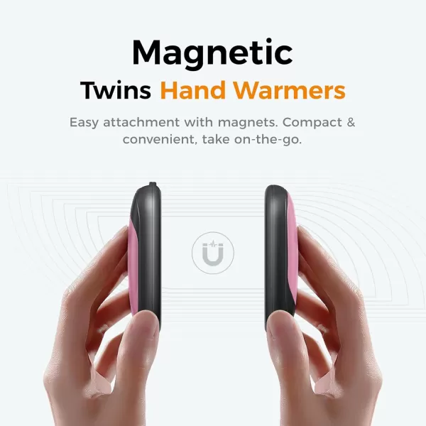 OCOOPA Magnetic Rechargeable Hand Warmers 2 Pack Fast Heating Ultra Compact UL Certified Electric Portable Handwarmers Gloves Fitting Winter Essentials Warm Women Men UT3 LitePink