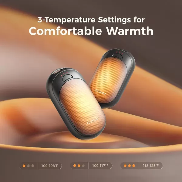 OCOOPA Magnetic Rechargeable Hand Warmers 2 Pack Fast Heating Ultra Compact UL Certified Electric Portable Handwarmers Gloves Fitting Winter Essentials Warm Women Men UT3 LiteBlack