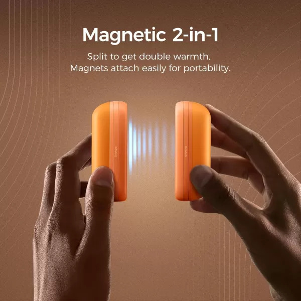 OCOOPA 2 in 1 Magnetic Rechargeable Hand Warmers Electric Portable Handwarmers Ergonomic Compact Pocket Heater Long Lasting Safe Heating Tech Gifts to Relieve Raynauds Pain ampamp Outdoors UT2S MiniOrange