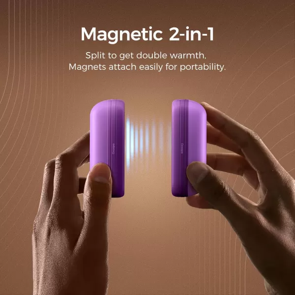 OCOOPA 2 in 1 Magnetic Rechargeable Hand Warmers Electric Portable Handwarmers Ergonomic Compact Pocket Heater Long Lasting Safe Heating Tech Gifts to Relieve Raynauds Pain ampamp Outdoors UT2S MiniPurple