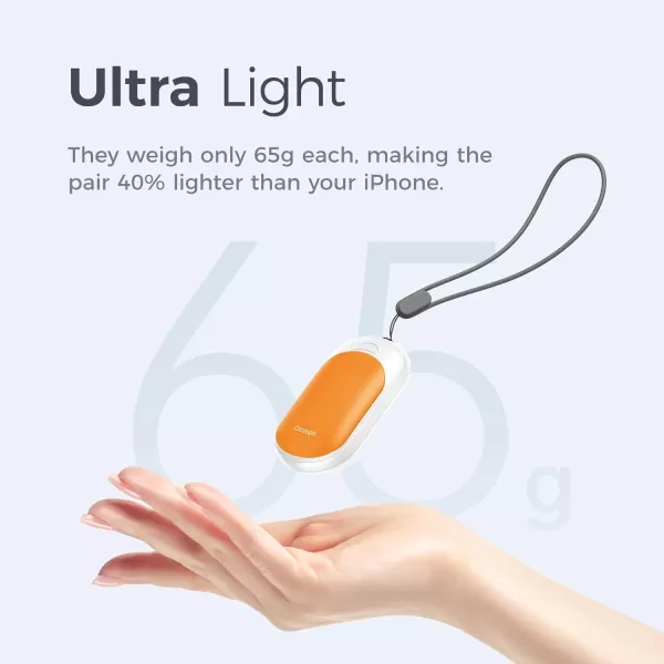 OCOOPA Magnetic Rechargeable Hand Warmers 2 Pack Ultrathin Electric Handwarmers Portable PocketSized Heater for Men Women Purse Must Haves Union UT3 LiteOrange