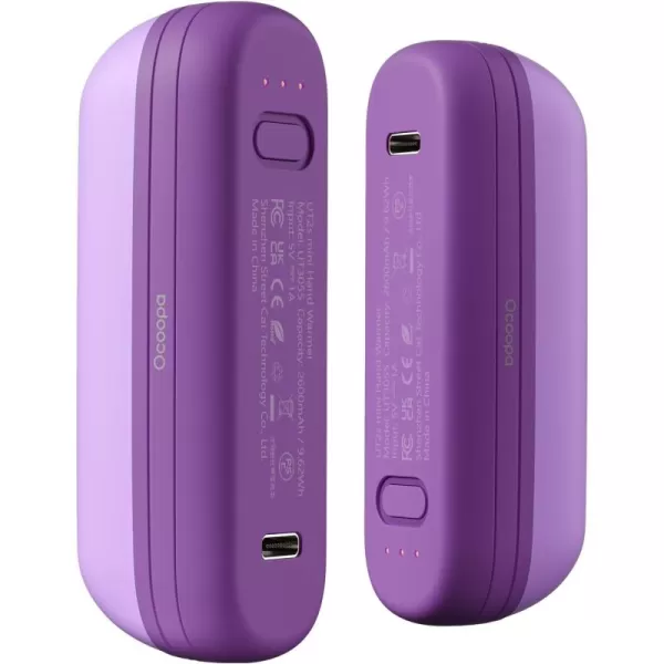 OCOOPA 2 in 1 Magnetic Rechargeable Hand Warmers Electric Portable Handwarmers Ergonomic Compact Pocket Heater Long Lasting Safe Heating Tech Gifts to Relieve Raynauds Pain ampamp Outdoors UT2S MiniPurple