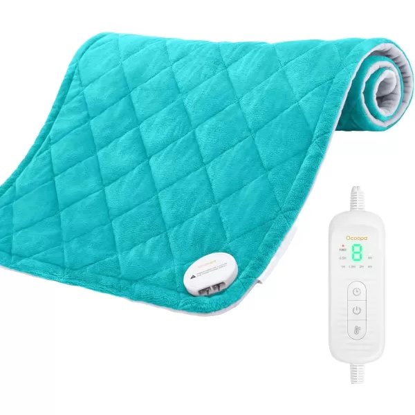 OCOOPA Weighted Heating Pad for Neck and Shoulders 23lb Large Electric Heated Neck Shoulder Wrap for Pain Relief 8 Heat Settings 6 Time Modes Machine Washable Fathers Day GiftThermaweight Lake Green17x 33