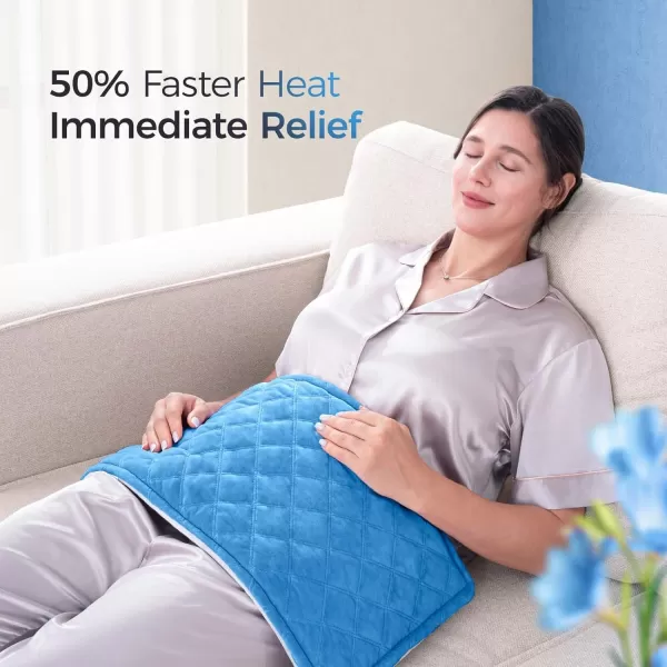 OCOOPA XL Electric Heating Pad for Back Pain Relief Ultra Rapid Heat ampamp Plush Soft OctoHeatLock Graphene Design 6Levels AutoShutOff Timer 12quotx24quot Heat Therapy Christmas Gift for Dad MomBlue 12x24