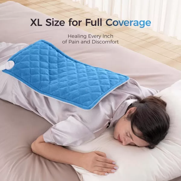 OCOOPA XL Electric Heating Pad for Back Pain Relief Ultra Rapid Heat ampamp Plush Soft OctoHeatLock Graphene Design 6Levels AutoShutOff Timer 12quotx24quot Heat Therapy Christmas Gift for Dad MomBlue 12x24