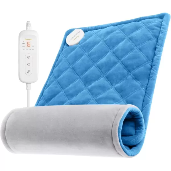 OCOOPA XL Electric Heating Pad for Back Pain Relief Ultra Rapid Heat ampamp Plush Soft OctoHeatLock Graphene Design 6Levels AutoShutOff Timer 12quotx24quot Heat Therapy Christmas Gift for Dad MomBlue 12x24