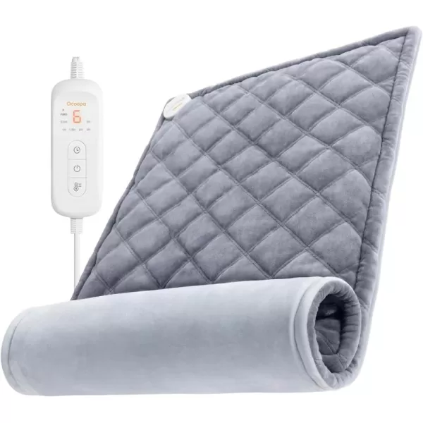 OCOOPA XL Electric Heating Pad for Back Pain Relief Ultra Rapid Heat ampamp Plush Soft OctoHeatLock Graphene Design 6Levels AutoShutOff Timer 12quotx24quot Heat Therapy Christmas Gift for Dad MomXxl Gray 17x33