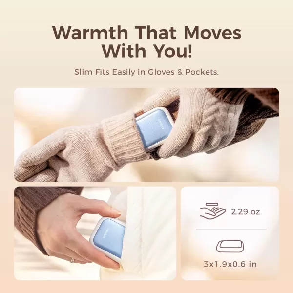 OCOOPA UT4 Young Magnetic Hand Warmers Rechargeable 2 Pack UL Certified Slimmest Electric Hand Warmer Up to 8 Hrs 3 Heat Settings Pocket Heater Winter Gifts for HuntingCampingChristmasGlacier Blue