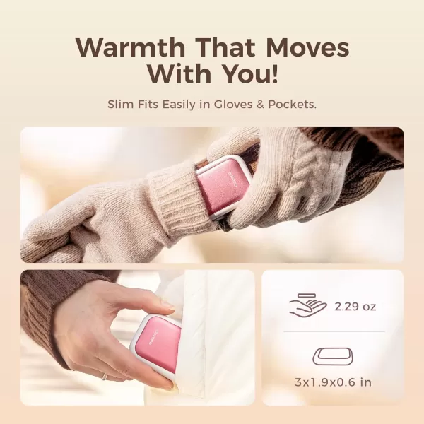 OCOOPA UT4 Young Magnetic Hand Warmers Rechargeable 2 Pack UL Certified Slimmest Electric Hand Warmer Up to 8 Hrs 3 Heat Settings Pocket Heater Winter Gifts for HuntingCampingChristmasRose Pink