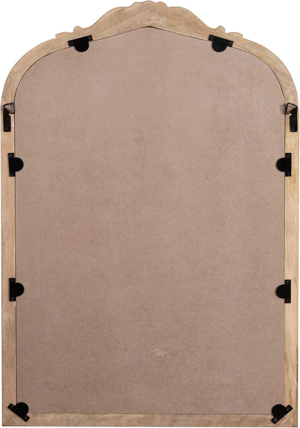 Kate and Laurel Arendahl Traditional Arch Wall Mirror 24 x 36 Natural Wood Vintage BaroqueInspired Wooden Arched Bathroom Mirror for Over Sink with Ornate Carved CrownNatural