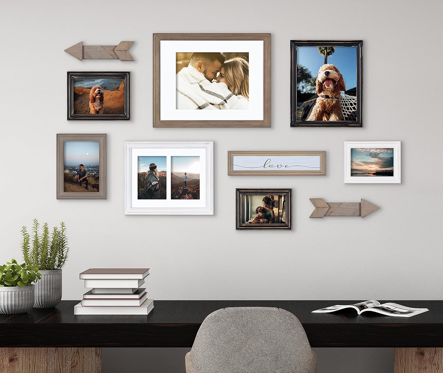 Kate and Laurel Bordeaux Expressions Wall Decor Collection Rustic Gray and White Assorted Size Frames and Decorative Wall AccentsMultiBlack