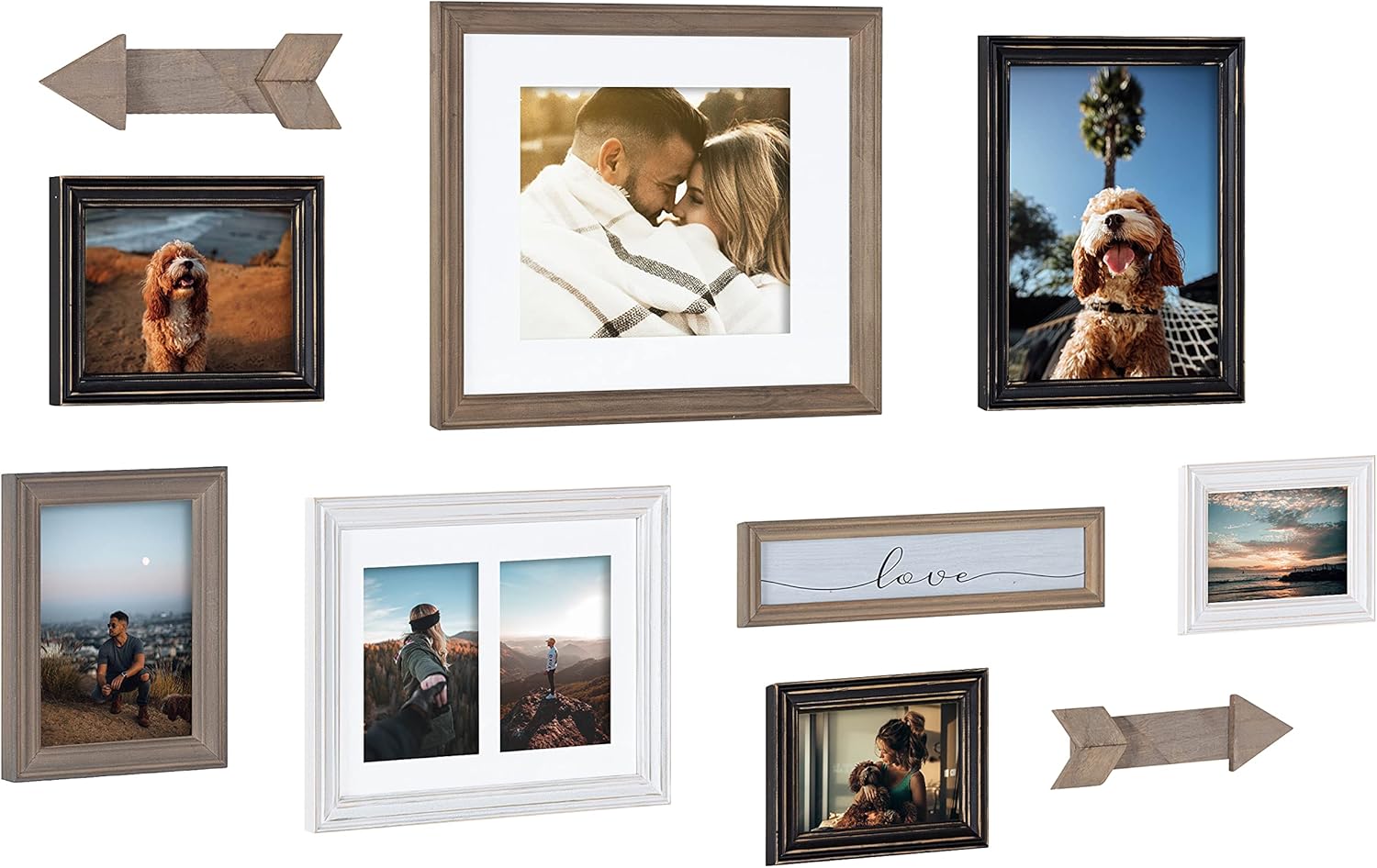 Kate and Laurel Bordeaux Expressions Wall Decor Collection Rustic Gray and White Assorted Size Frames and Decorative Wall AccentsMultiBlack