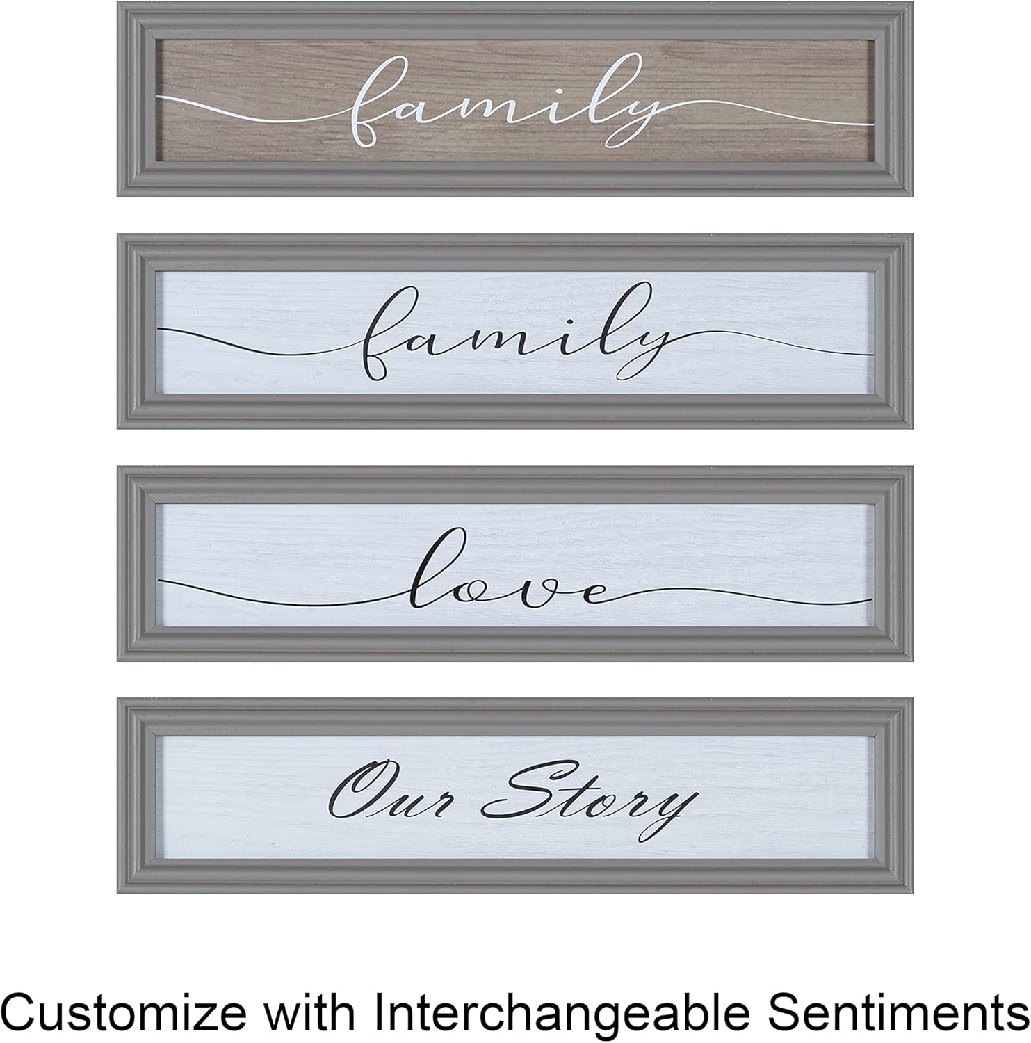 Kate and Laurel Bordeaux Expressions Wall Decor Collection Rustic Gray and White Assorted Size Frames and Decorative Wall AccentsMultiBlue