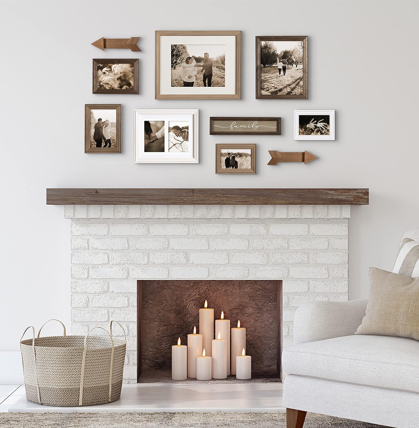 Kate and Laurel Bordeaux Expressions Wall Decor Collection Rustic Gray and White Assorted Size Frames and Decorative Wall AccentsMultiGray