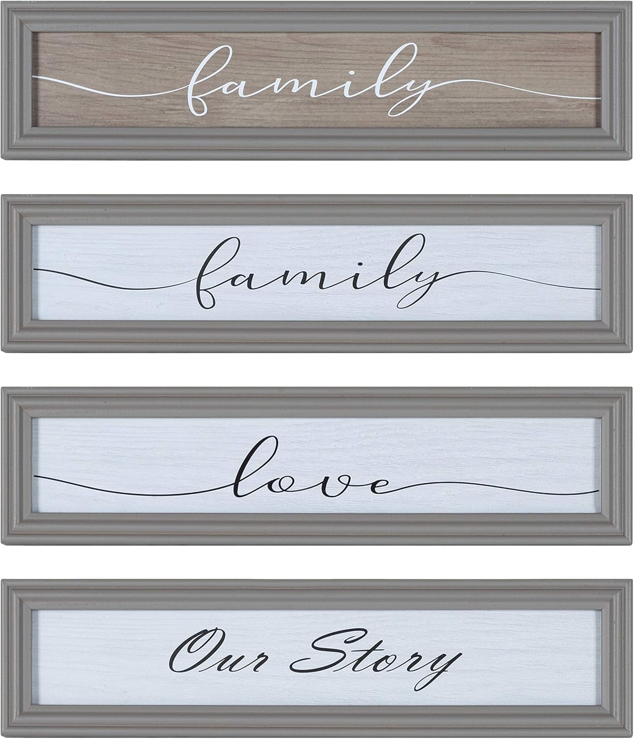 Kate and Laurel Bordeaux Expressions Wall Decor Collection Rustic Gray and White Assorted Size Frames and Decorative Wall AccentsWhite