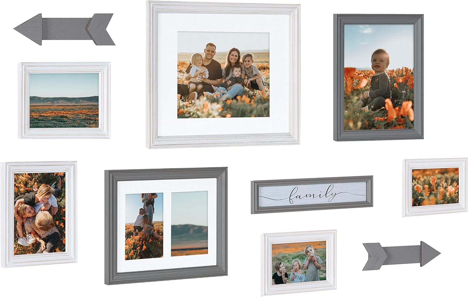 Kate and Laurel Bordeaux Expressions Wall Decor Collection Rustic Gray and White Assorted Size Frames and Decorative Wall AccentsWhite