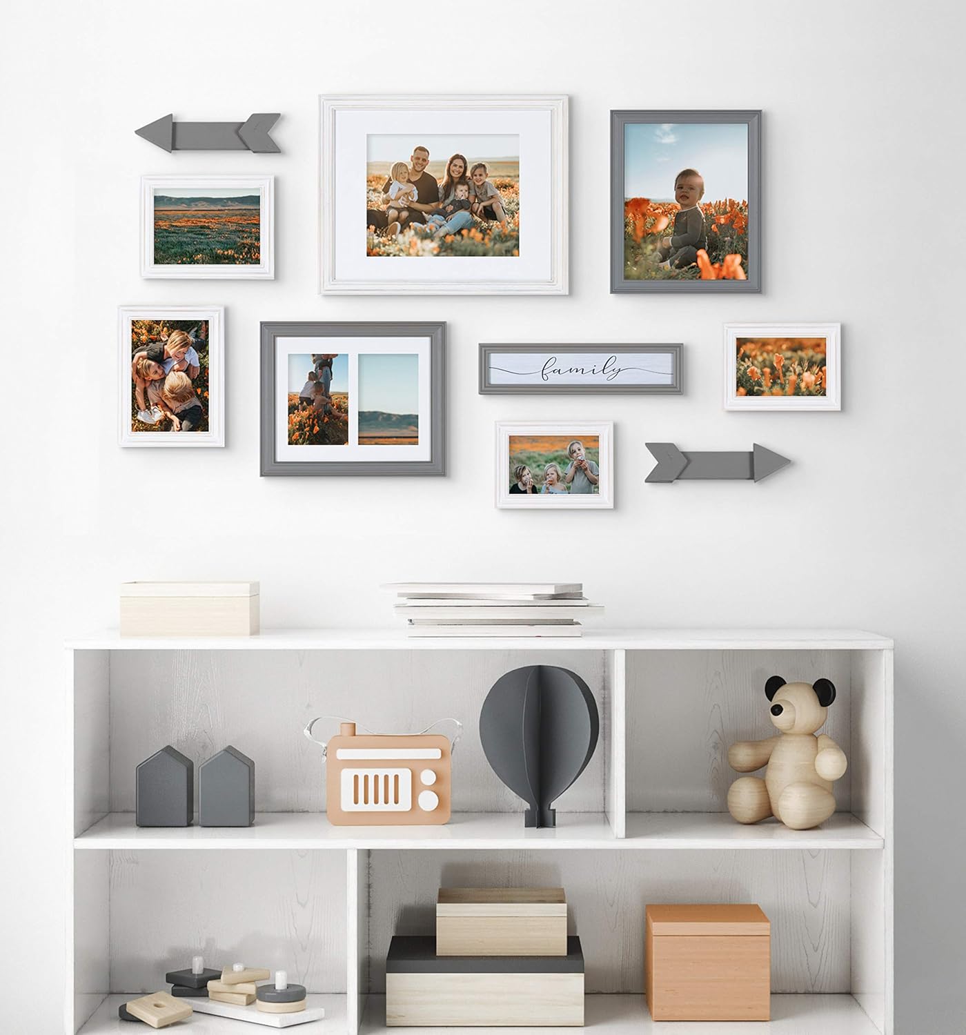 Kate and Laurel Bordeaux Expressions Wall Decor Collection Rustic Gray and White Assorted Size Frames and Decorative Wall AccentsWhite