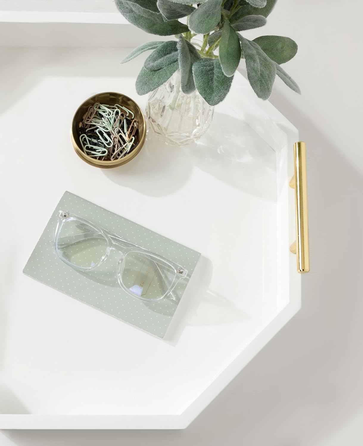 Kate and Laurel Lipton MidCentury Octagon Decorative Tray 18quot x 18quot Gray and Gold Decorative Chic Serving TrayWhite
