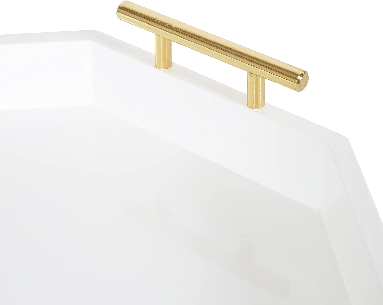 Kate and Laurel Lipton MidCentury Octagon Decorative Tray 18quot x 18quot Gray and Gold Decorative Chic Serving TrayWhite