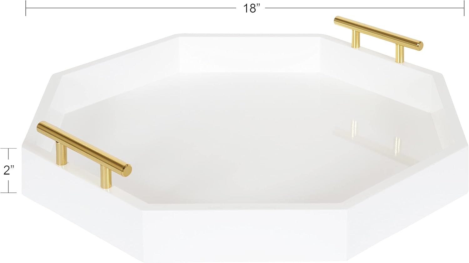 Kate and Laurel Lipton MidCentury Octagon Decorative Tray 18quot x 18quot Gray and Gold Decorative Chic Serving TrayWhite