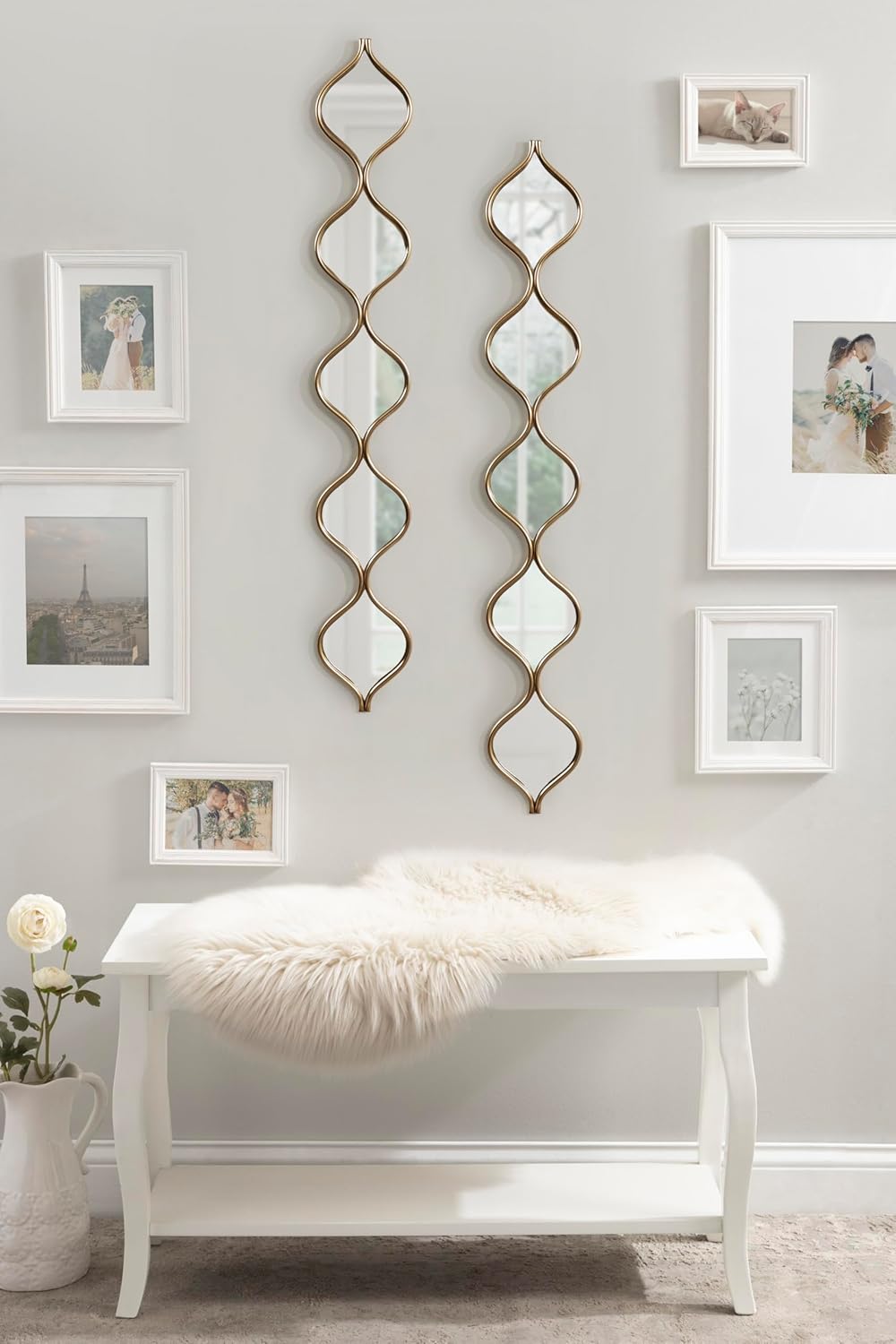 Kate and Laurel Loxi Slim Teardrop Panel Wall Mirror 7 x 42 Gold Glam Tall Teardrop Mirror Wall Decor for Use as Skinny Entryway Mirror or Decorative Bedroom Mirror